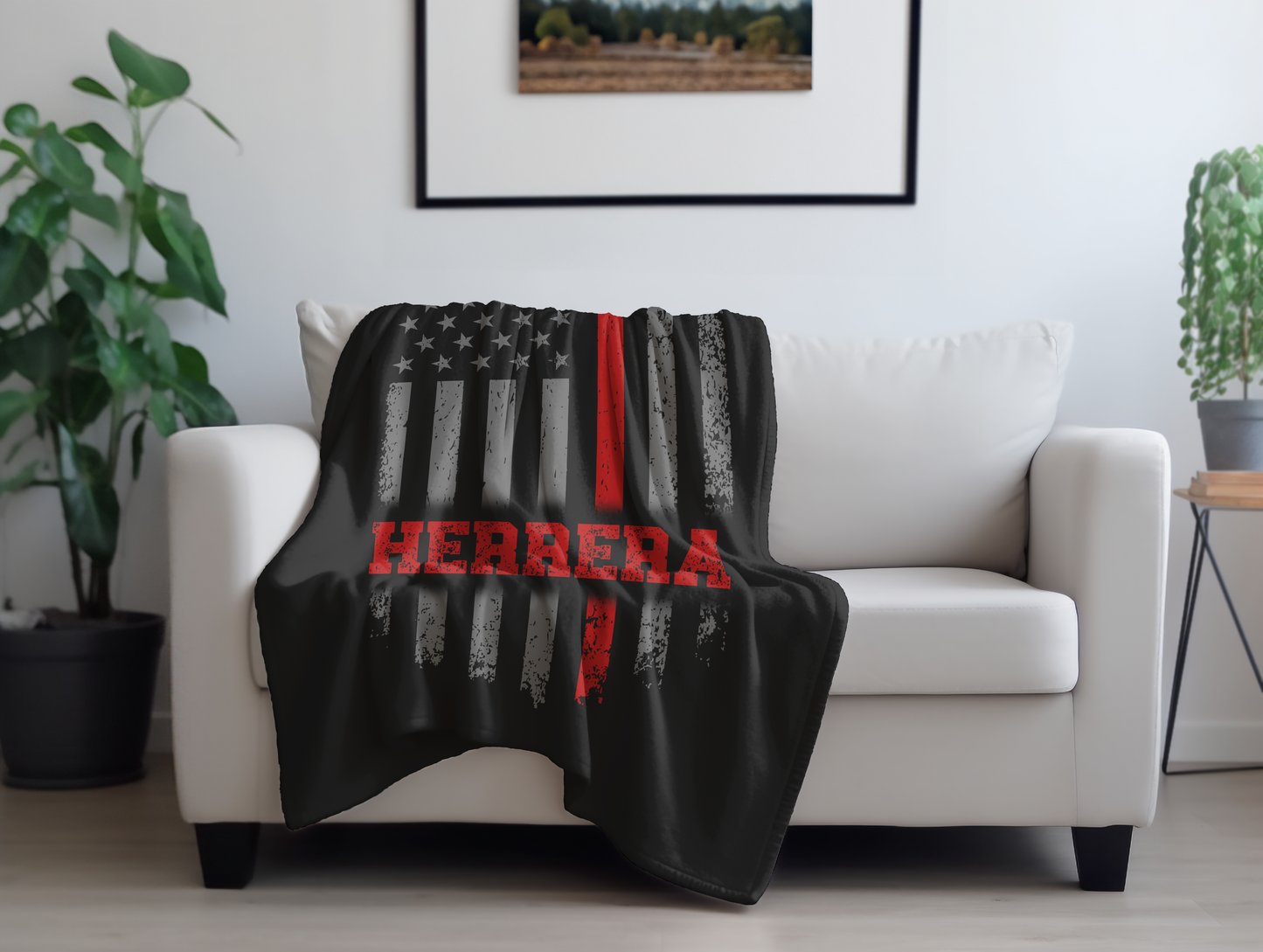 Personalized Red Line Plush Velveteen Blanket