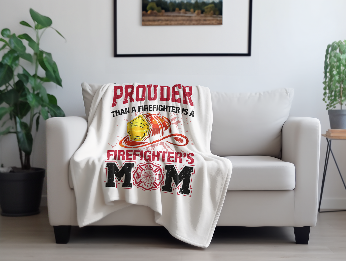 Nobody Prouder Than a Firefighter Mom Plush Velveteen Blanket