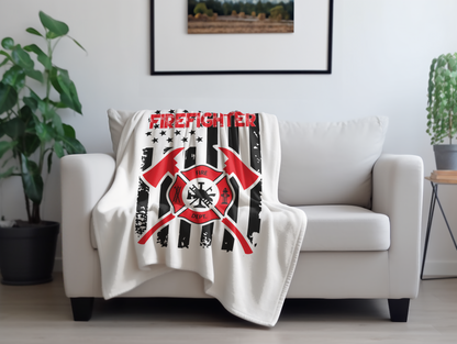Retired Firefighter Plush Velveteen Blanket