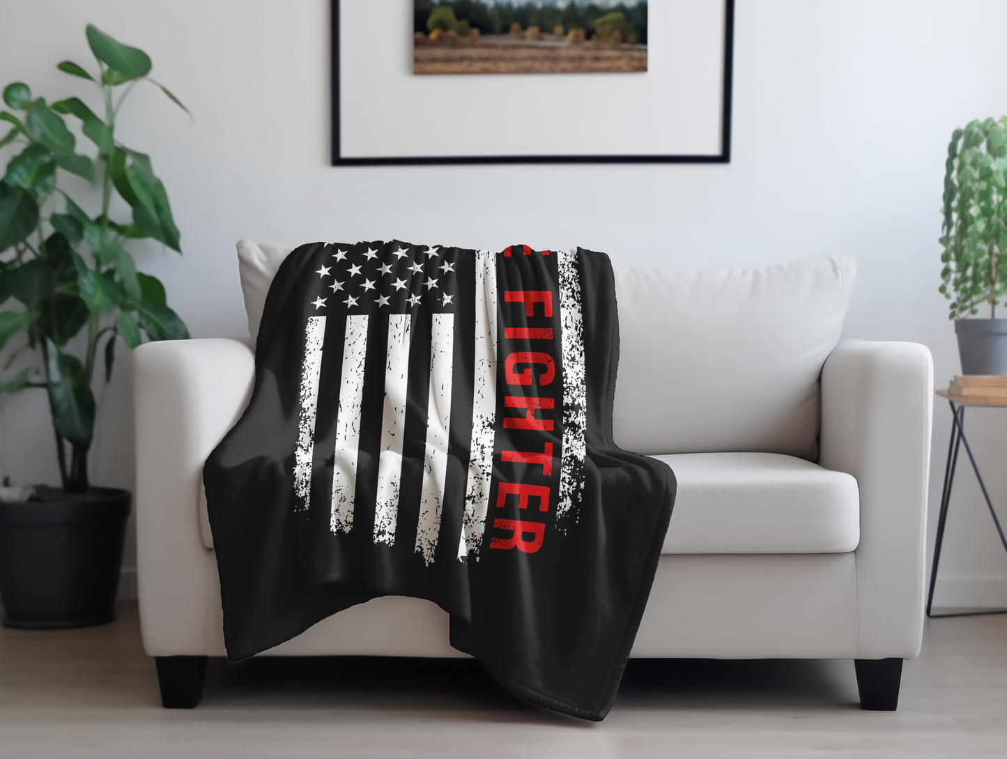 Firefighter Flag Plush Velveteen Blanket