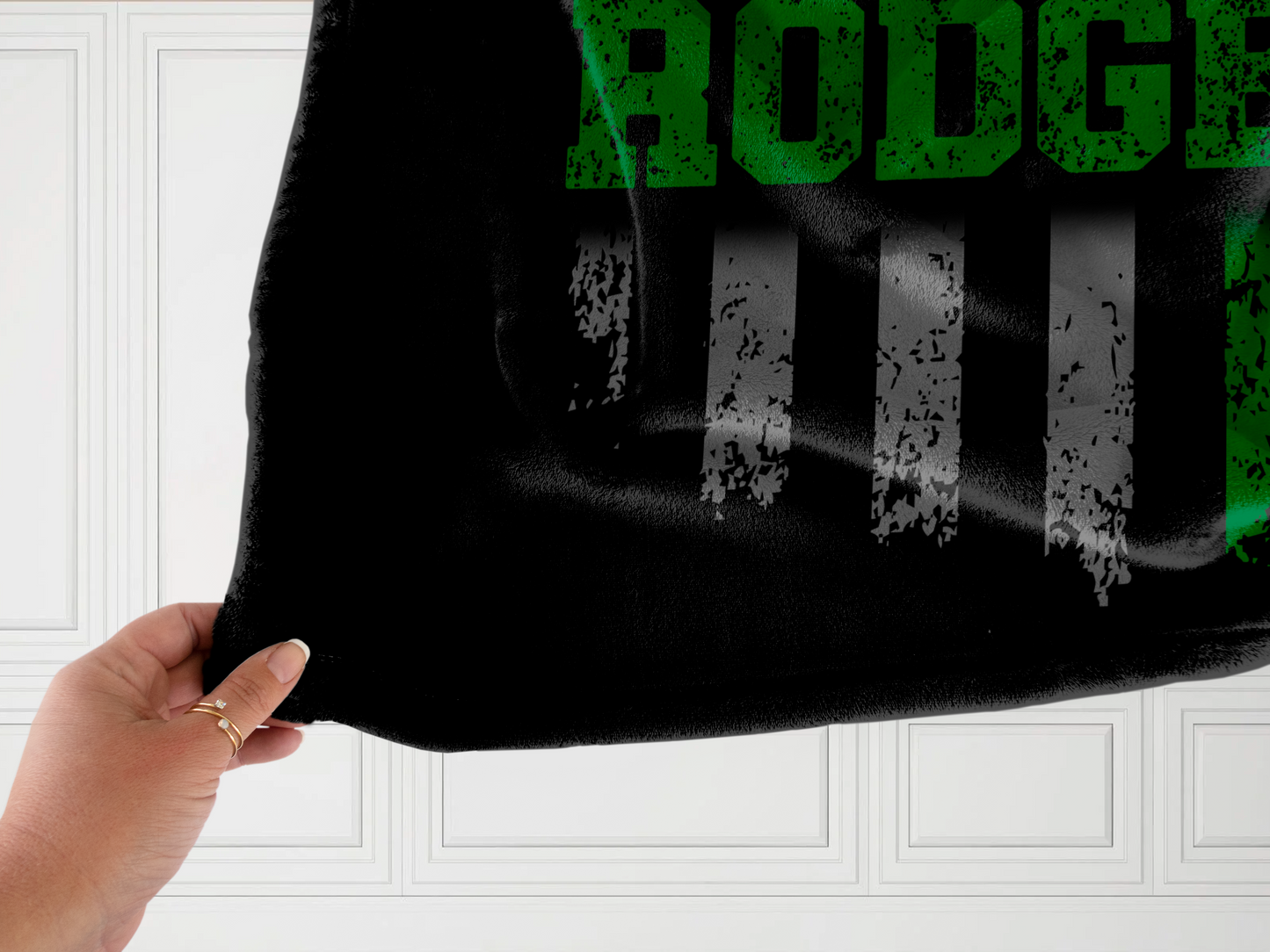 Personalized Green Line Plush Velveteen Blanket