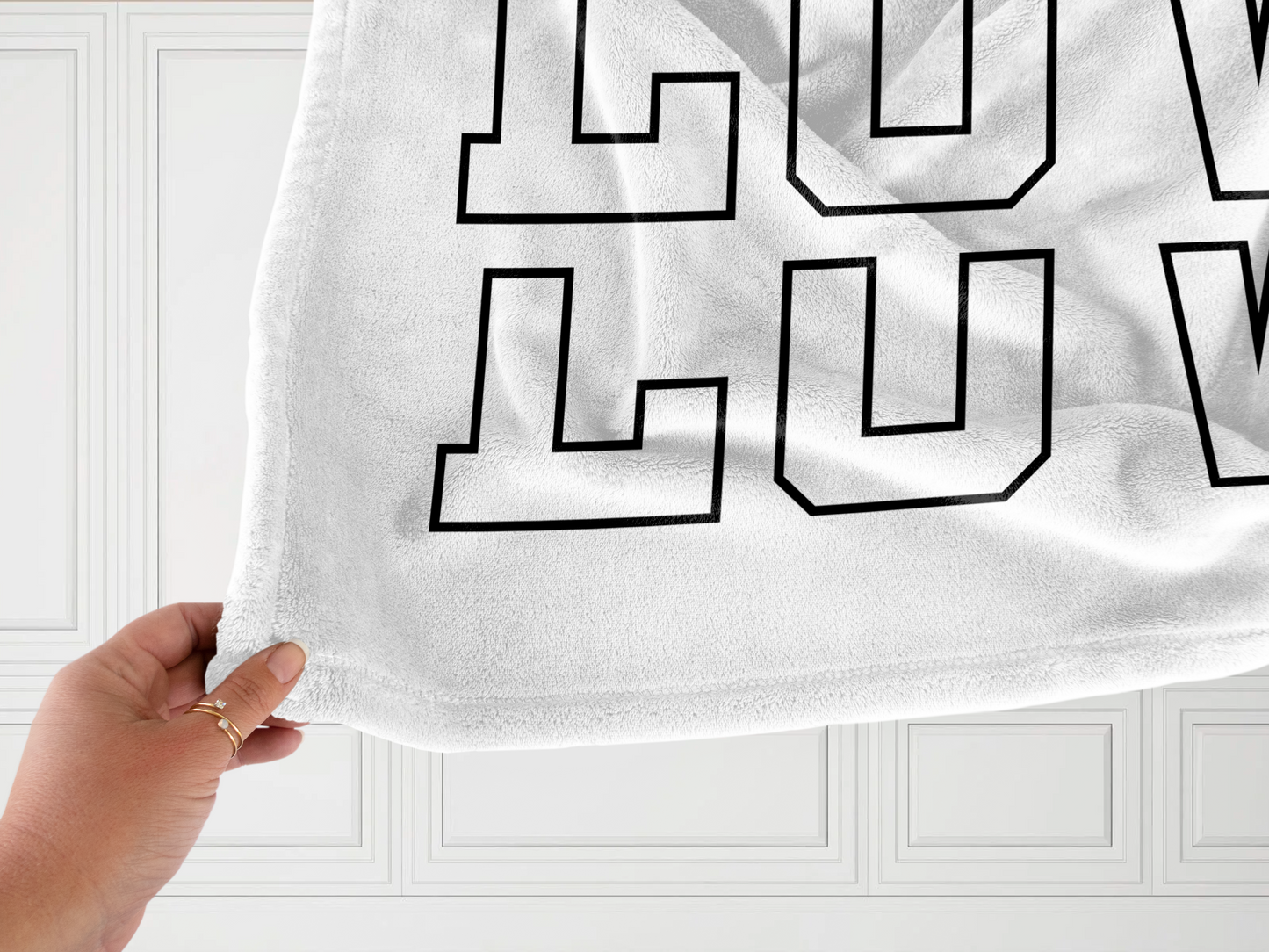 Blue Line Love Plush Velveteen Blanket