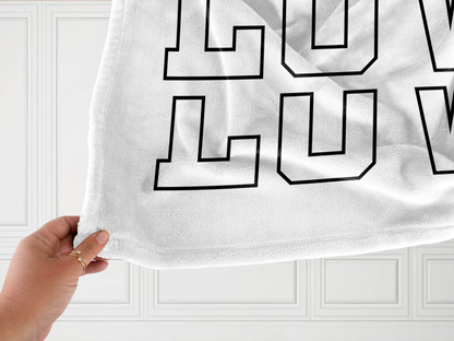 Blue Line Love Plush Velveteen Blanket