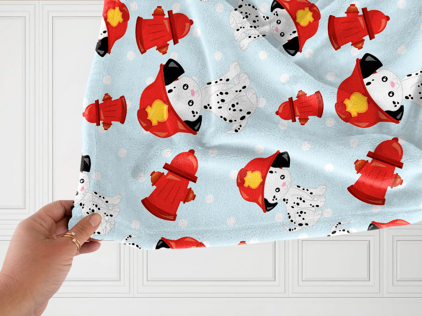 Dalmatian Firefighter Plush Velveteen Blanket
