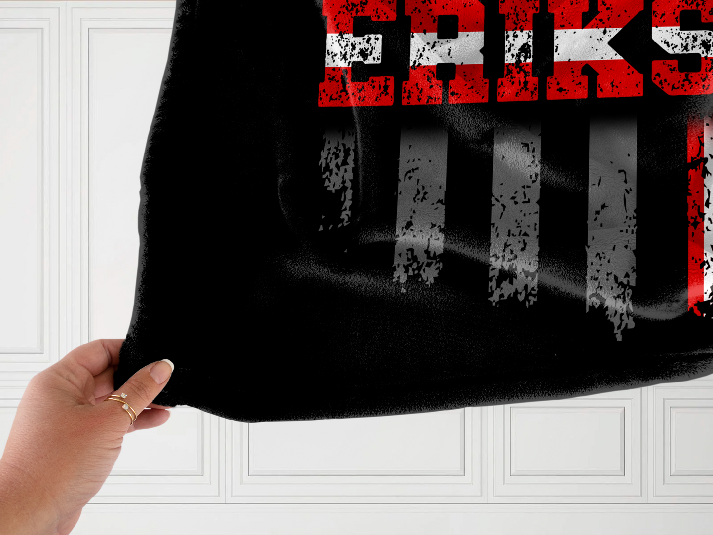 Personalized Red/White Line Plush Velveteen Blanket