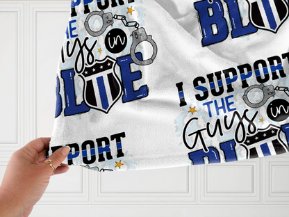 I Support The Guys In Blue Plush Velveteen Blanket