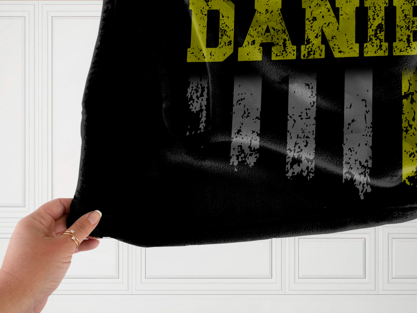 Personalized Thin Yellow Line Plush Velveteen Blanket