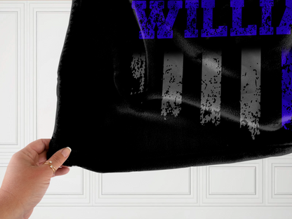 Personalized Blue Line Plush Velveteen Blanket