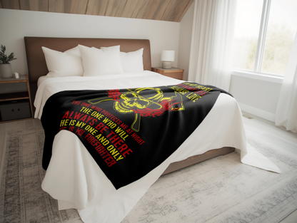Love My Firefighter Plush Velveteen Blanket