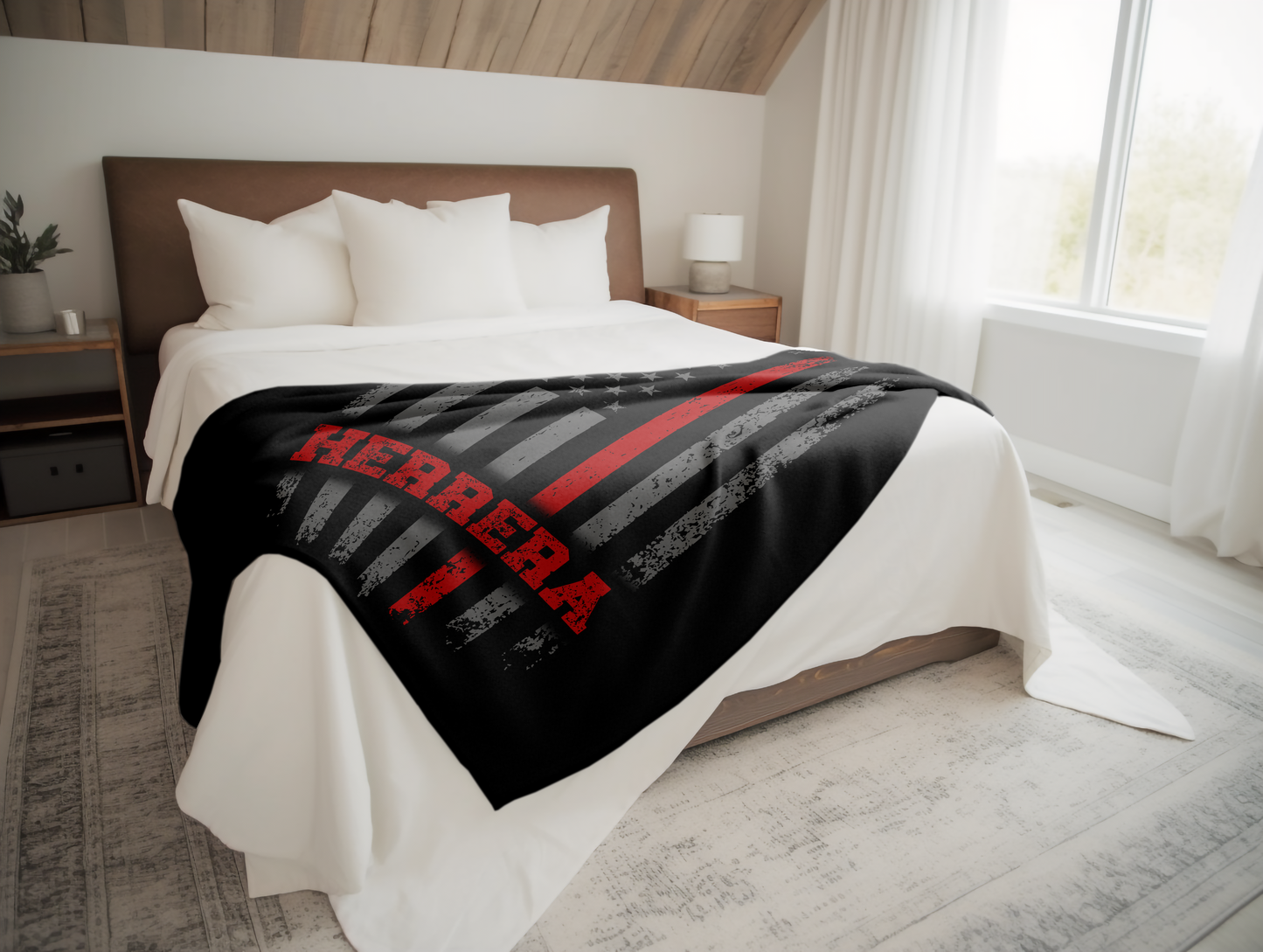 Personalized Red Line Plush Velveteen Blanket