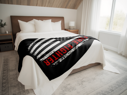 Firefighter Flag Plush Velveteen Blanket