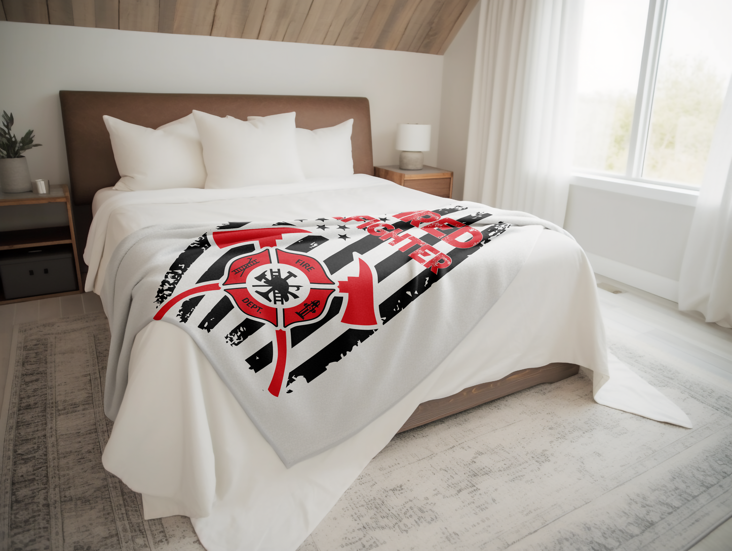 Retired Firefighter Plush Velveteen Blanket