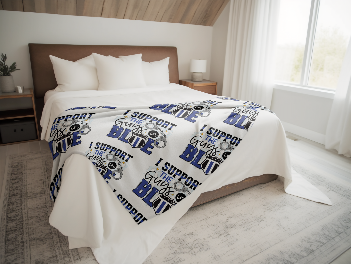 I Support The Guys In Blue Plush Velveteen Blanket