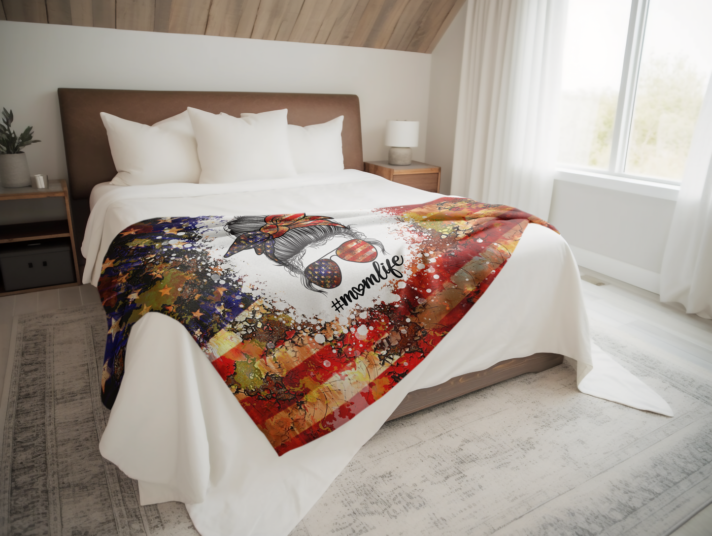 American Mom Plush Velveteen Blanket