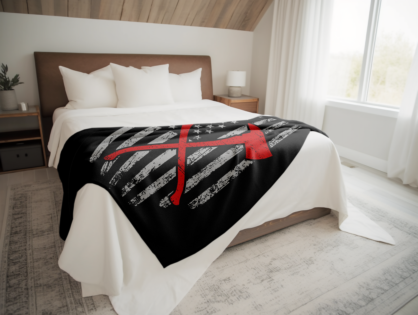 Firefighter Crossed Axes Plush Velveteen Blanket