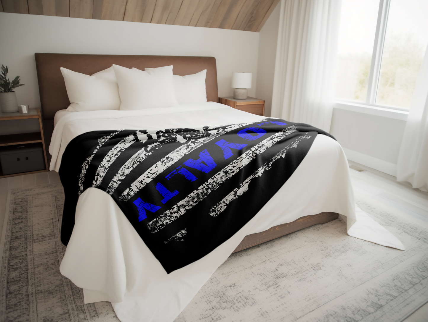 K9 Loyalty Blue Line Plush Velveteen Blanket