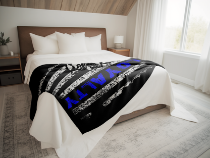 K9 Loyalty Blue Line Plush Velveteen Blanket