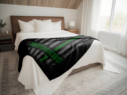Personalized Green Line Plush Velveteen Blanket