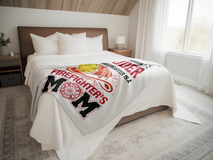 Nobody Prouder Than a Firefighter Mom Plush Velveteen Blanket