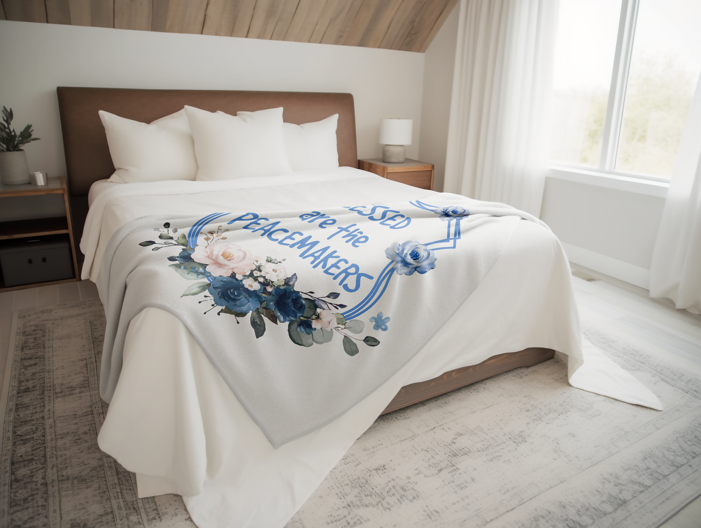 Blessed Are the Peacemakers Plush Velveteen Blanket