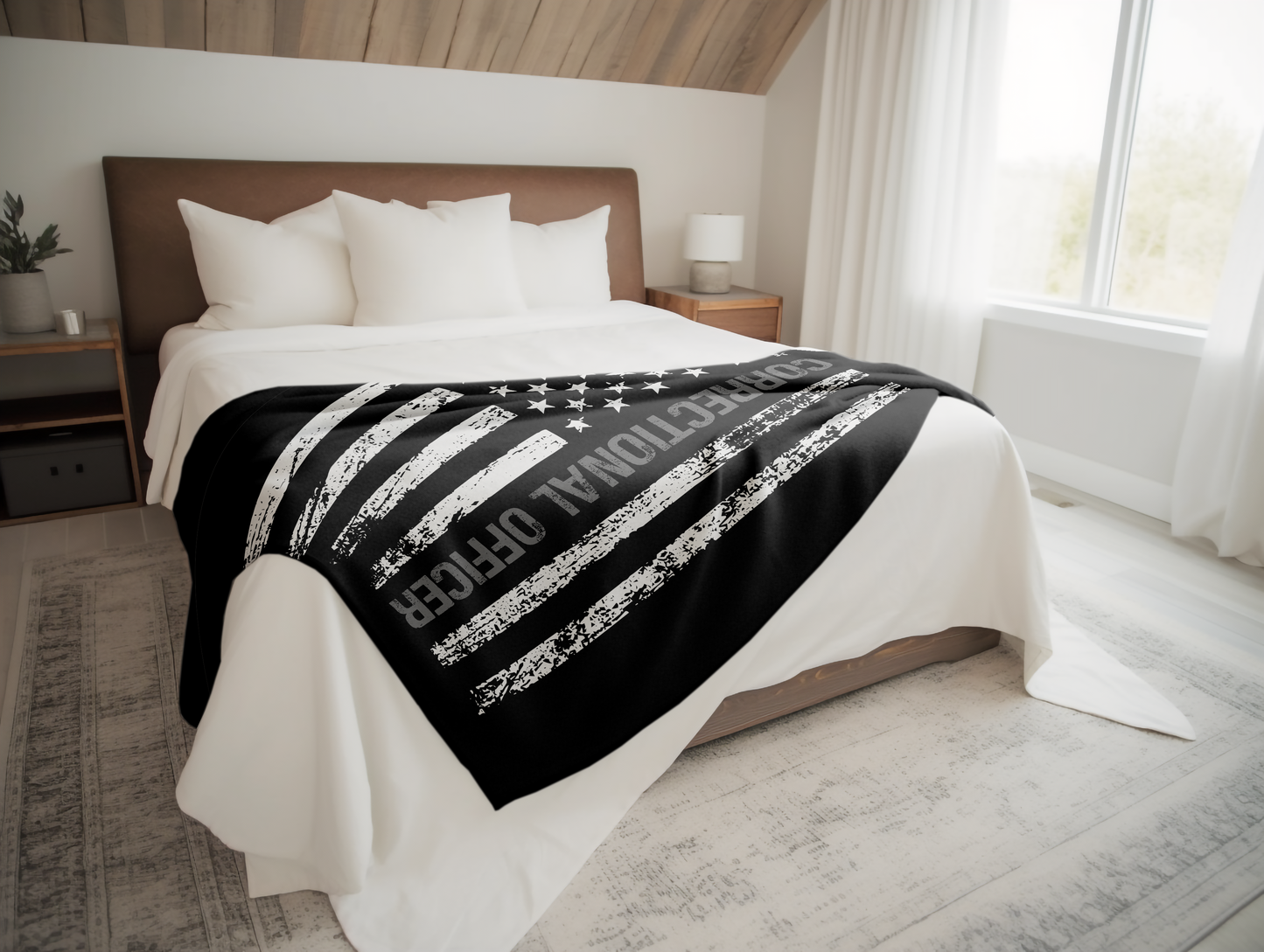 Correctional Officer Thin Line Plush Velveteen Blanket