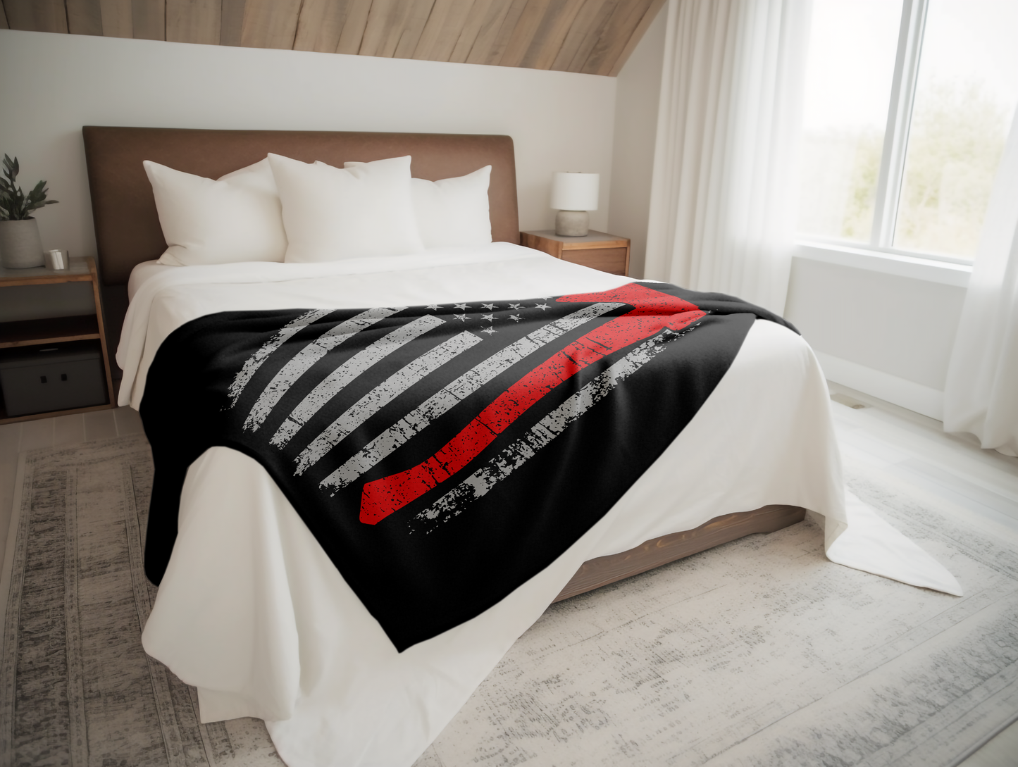 Red Line Axe Flag Plush Velveteen Blanket