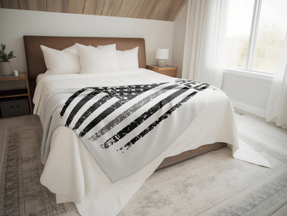 Retired Gray Line Plush Velveteen Blanket