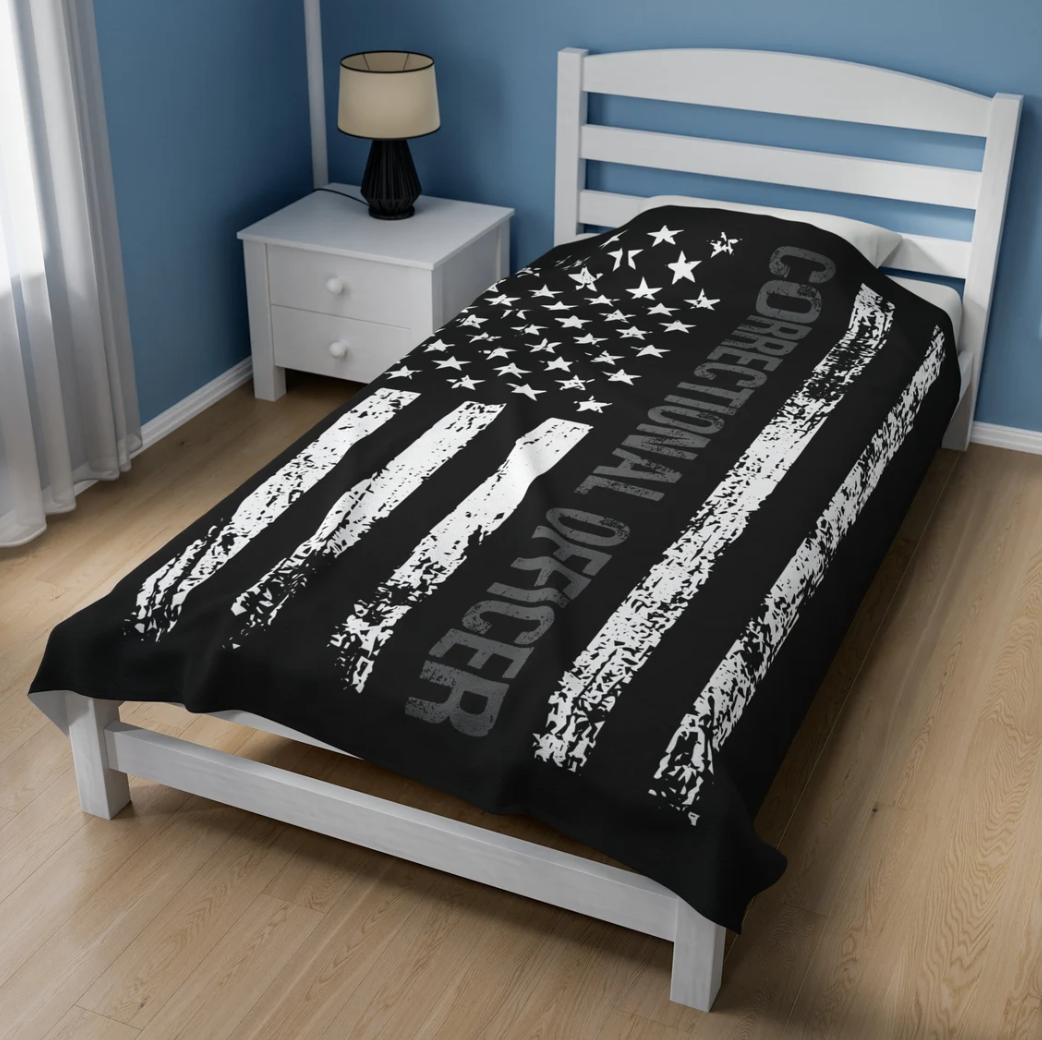 Correctional Officer Thin Line Plush Velveteen Blanket