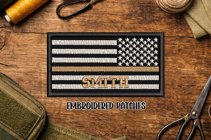 Personalized Tan Line Flag Embroidered Patch