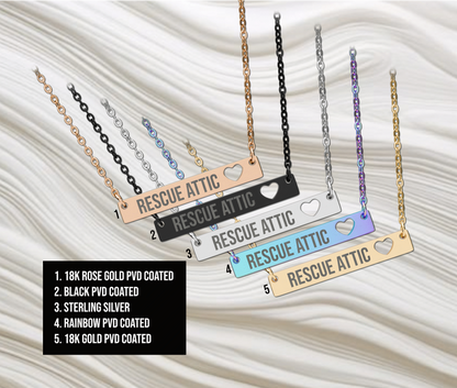 Badge Number Heart Cutout Bar Necklace