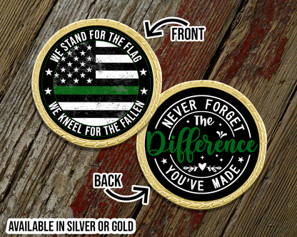 We Stand For the Flag Kneel For the Fallen Challenge Coin