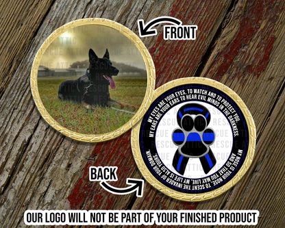 Custom Blue Line K9 Challenge Coin