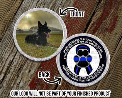 Custom Blue Line K9 Challenge Coin