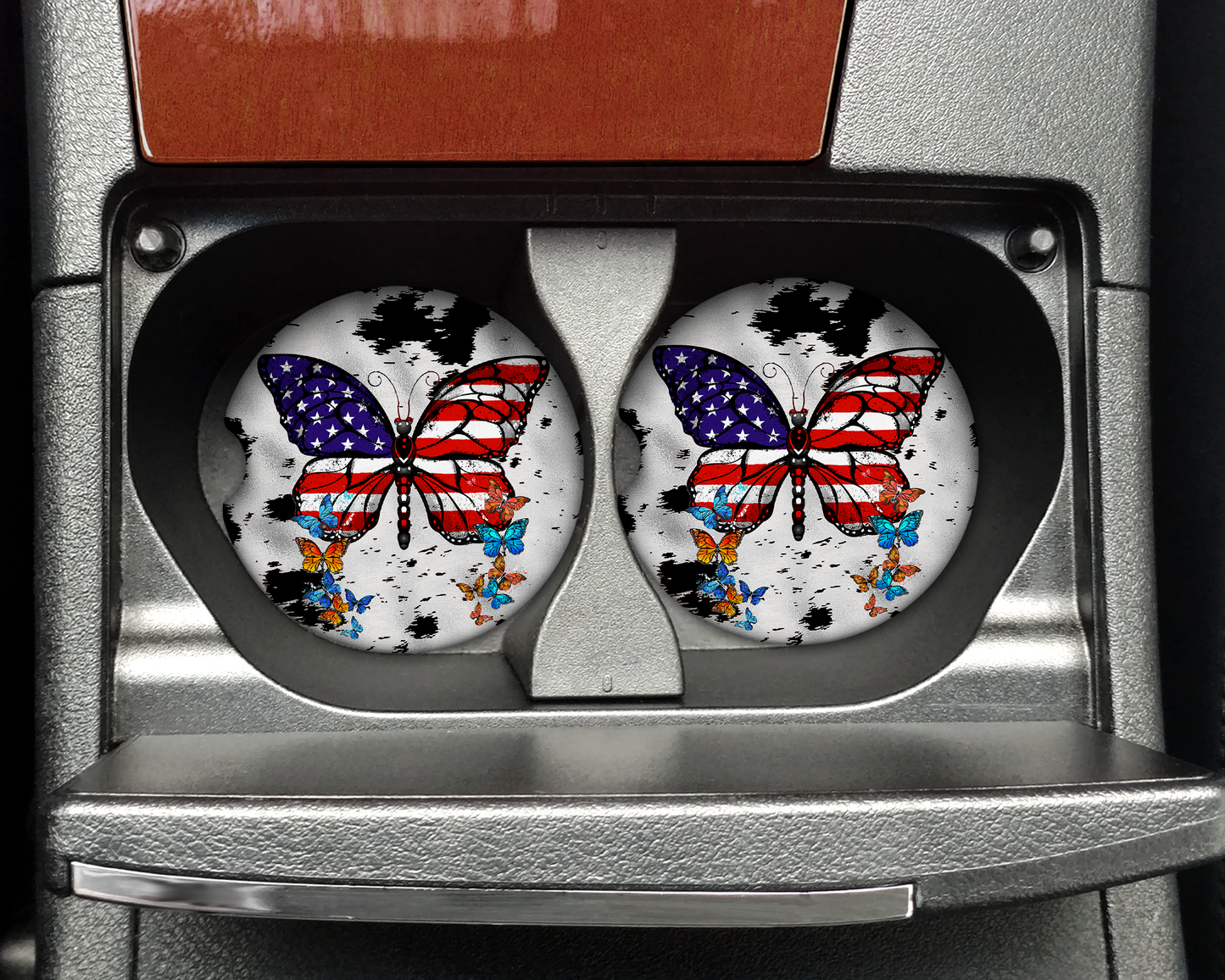 American Flag Butterfly Car Coaster