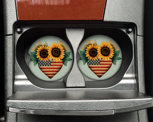 Sunflower Heart Car Coaster