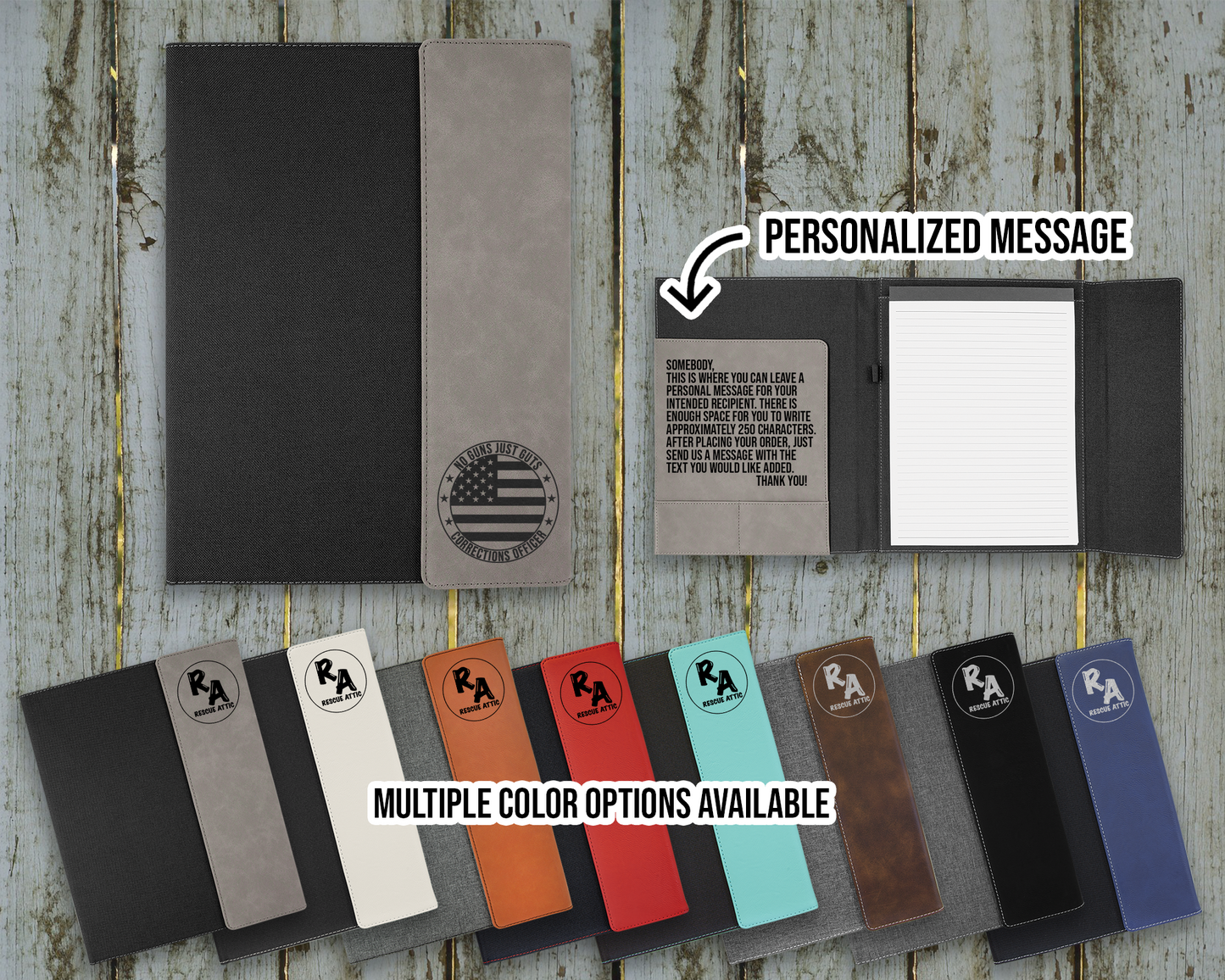 No Guns Just Guts Corrections Officer Leatherette Portfolio