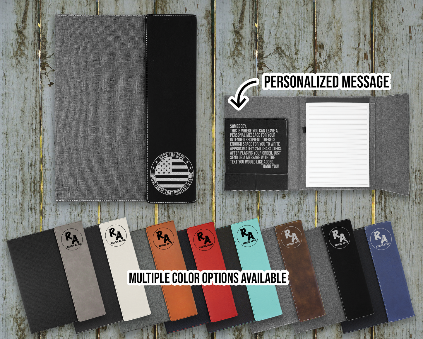 Back The Blue Honor Those That Protect & Serve Leatherette Portfolio