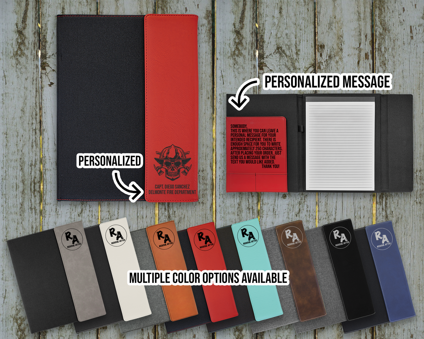 Personalized Firefighter Skull Leatherette Portfolio