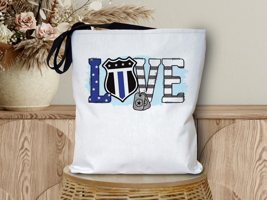Blue Line LOVE Dog Tags Tote