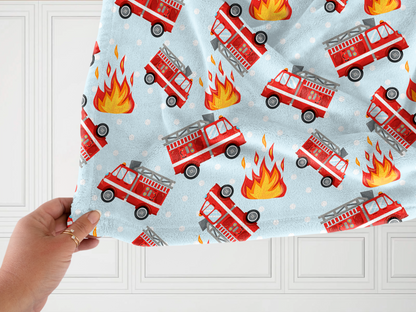 Fire Engines Plush Velveteen Blanket