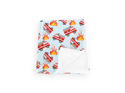 Fire Engines Plush Velveteen Blanket