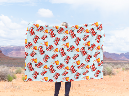 Fire Engines Plush Velveteen Blanket