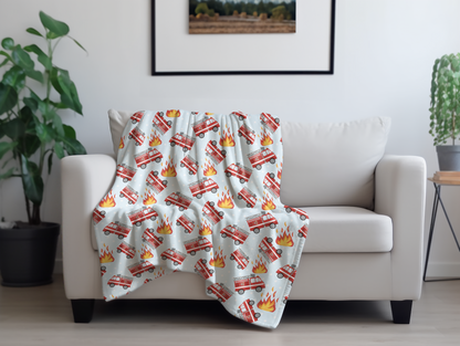 Fire Engines Plush Velveteen Blanket