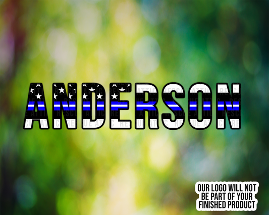 Thin Blue/White Line Name Decal