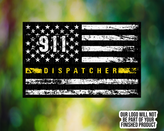 911 Dispatcher Grunge Flag
