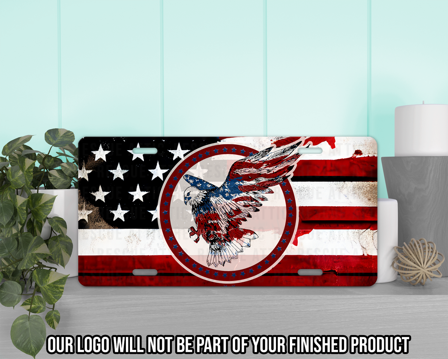 Bald Eagle American Flag Vanity Tag