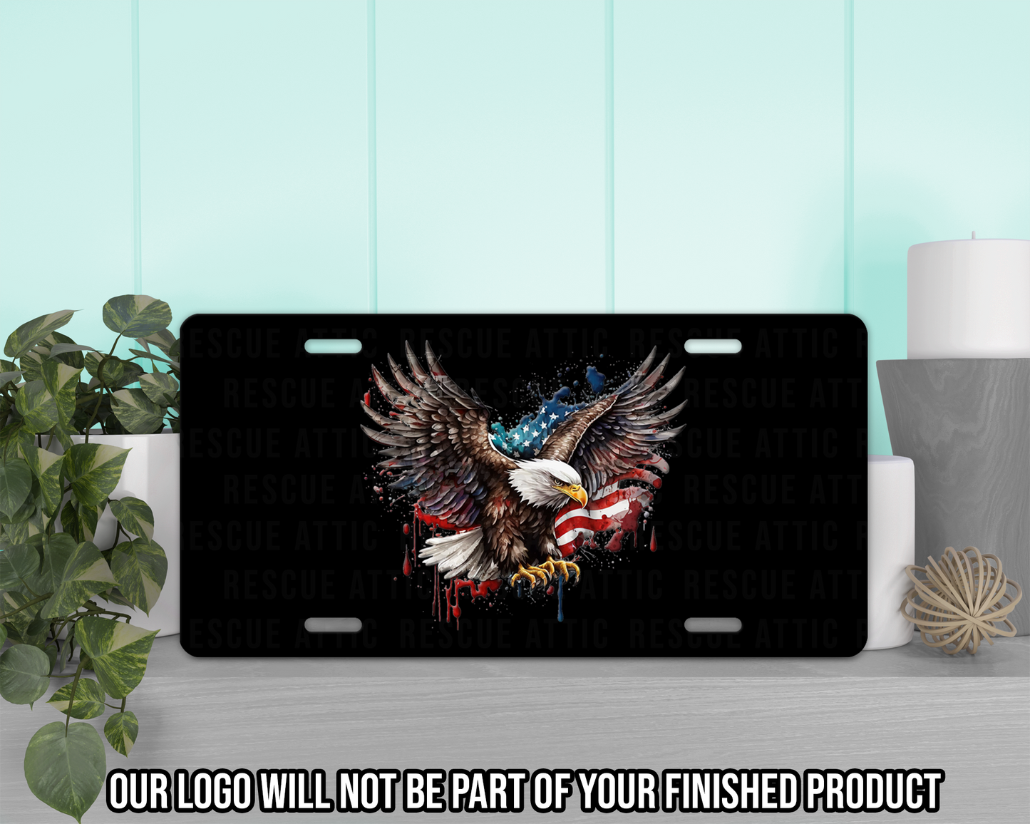 Bald Eagle American Flag Vanity Tag