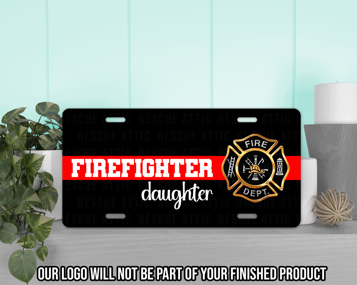 Firefighter Family Thin Red Line Vanity Tag
