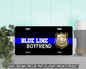 Blue Line Police Shield Family Vanity Tag