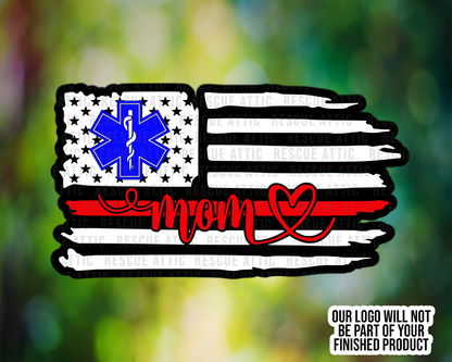 Fire EMS Mom Thin Line Flag